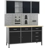 The Living Store Werkbank mit 4 Werkzeugwänden und 2 Wandschränken