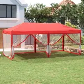 The Living Store Partyzelt Faltbar mit Seitenwänden Rot 3x6 m