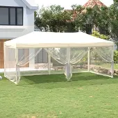 The Living Store Partyzelt Faltbar mit Seitenwänden Creme 3x6 m