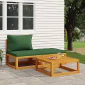 The Living Store 3-tlg. Garten-Lounge-Set mit Kissen Massivholz Akazie