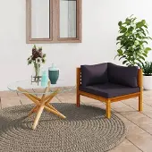 The Living Store Modulares Ecksofa mit Dunkelgrauen Kissen Massivholz Akazie
