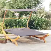 The Living Store Loungebett mit Dach 165x203x138 cm Bugholz Massiv Anthrazit