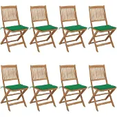 The Living Store Klappbare Gartenstühle 8 Stk. mit Kissen Massivholz Akazie