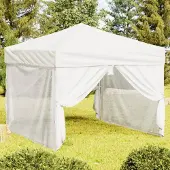 The Living Store Partyzelt Faltbar mit Seitenwänden Weiß 3x3 m