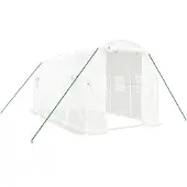 The Living Store Gewächshaus mit Stahlrahmen Weiß 8 m² 4x2x2 m