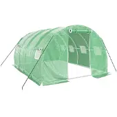 The Living Store Gewächshaus mit Stahlrahmen Grün 12 m² 4x3x2 m