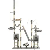 The Living Store Katzen-Kratzbaum mit Sisal-Kratzsäulen 230 - 250 cm Grau