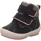 Superfit Klettstiefel "GROOVY 2.0, WMS: mittel", Jungen, Gr. 24, Warmfutter, rosa (dunkelgrau, rosa), Textil, Veloursleder, Schuhe Klettstiefel, Snowboots mit Schurwolle, Größenschablone zum Download