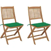 The Living Store Klappbare Gartenstühle 2 Stk. mit Kissen Massivholz Akazie