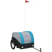 vidaXL Fahrradanhänger Schwarz und Blau 45 kg Eisen
