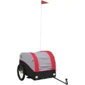 vidaXL Fahrradanhänger Schwarz und Rot 45 kg Eisen