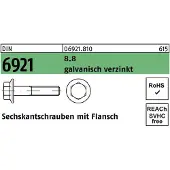 Reyher DIN 6921 - Stahl 8.8 verzinkt - M 16x50 - Sechskantschrauben mit Flansch ohne Sperrverzahnung