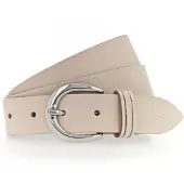 Tamaris Ledergürtel "Clara Silver", Damen, Gr. 110, beige, Rindsleder, unifarben, Basic, Gürtel Ledergürtel, mit glänzender silberfarbener Schließe, unifarben, 3 cm breit, Topseller