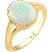 Elli Siegelring "Ring Siegelring Mondstein Oval 925 Silber" Gr. 58, gold, Fingerringe, Damen, 58, ohne Stein, Silber 925 (Sterlingsilber), 9mm, Siegelring