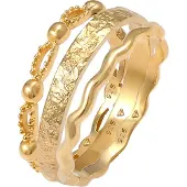Elli Ring 3Er Set Wellen Kugel Bandring Gehämmert 925 Silber Elli Gold