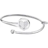 Lotus Armspange "Essentials - Herz", silber (edelstahlfarben, kristallweiß, kristallweiß), Armbänder, Damen, Edelstahl, Armspange, mit Glasstein