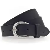 Tamaris Ledergürtel "Clara Silver", Damen, Gr. 85, blau, Rindsleder, unifarben, Basic, Gürtel Ledergürtel, mit glänzender silberfarbener Schließe, unifarben, 3 cm breit