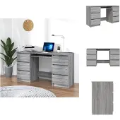 vidaXL Schreibtisch Grau Sonoma 140x50x77 cm Holzwerkstoff - Schreibtische