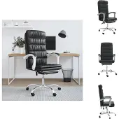 vidaXL Bürostuhl mit Liegefunktion Schwarz Kunstleder - Bürostühle