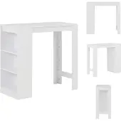 vidaXL Bartisch mit Regal Weiß 110x50x103 cm - Esstische