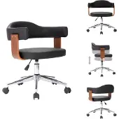 vidaXL Drehbarer Bürostuhl Schwarz Bugholz und Kunstleder - Bürostühle