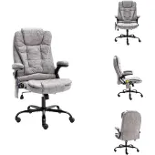 vidaXL Bürostuhl mit Massagefunktion Hellgrau Wildleder-Optik - Bürostühle