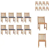 vidaXL Gartenstühle 8 Stk. mit Kissen Massivholz Teak - Gartenstühle