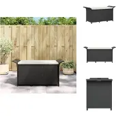 The Living Store Gartenbank mit Kissen Schwarz 116x46x57 cm Poly Rattan