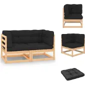 vidaXL Garten-Ecksofas mit Kissen 2 Stk. Massivholz Kiefer - Gartensofas