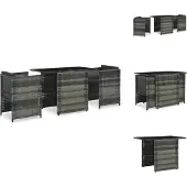 vidaXL 3-tlg. Bistro-Set mit Auflagen Poly Rattan Grau - Gartenmöbel-Sets