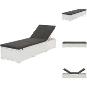 vidaXL Sonnenliege mit Auflage Poly Rattan Weiß - Sonnenliegen