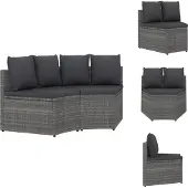 vidaXL 2-tlg. Garten-Sofagarnitur mit Auflagen Poly Rattan Grau - Gartensofas