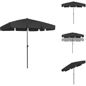 vidaXL Strandschirm Schwarz 200x125 cm - Sonnenschirme & Sonnenschutze
