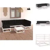 vidaXL 7-tlg. Garten-Lounge-Set mit Kissen Massivholz Kiefer - Gartenmöbel-Sets