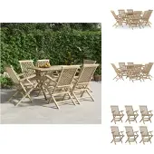 vidaXL 7-tlg. Garten-Essgruppe Grau Massivholz Teak - Gartenmöbel-Sets