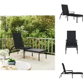 The Living Store Sonnenliege mit Fußhocker PE-Rattan Grau