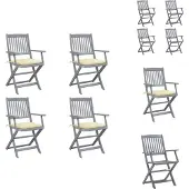 vidaXL Klappbare Gartenstühle 4 Stk. mit Kissen Massivholz Akazie - Gartenstühle