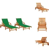 vidaXL Sonnenliegen 2 Stk. mit Auflagen Massivholz Akazie - Sonnenliegen