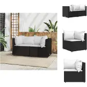 vidaXL Garten-Ecksofas mit Kissen 2 Stk. Schwarz Poly Rattan - Gartensofas