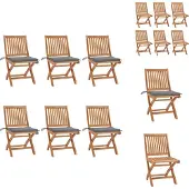 vidaXL Klappbare Gartenstühle mit Kissen 6 Stk. Massivholz Teak - Gartenstühle