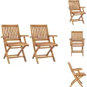 vidaXL Klappbare Gartenstühle 2 Stk. Massivholz Teak - Gartenstühle