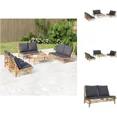 vidaXL 5-tlg. Garten-Lounge-Set mit Dunkelgrauen Kissen Bambus - Gartenmöbel-Sets