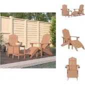 vidaXL Adirondack-Gartenstühle mit Hocker & Tisch HDPE Braun - Gartenstühle