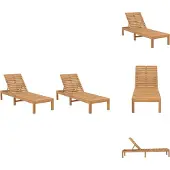 vidaXL Sonnenliegen 2 Stk. Massivholz Teak - Sonnenliegen