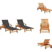 vidaXL Sonnenliegen 2 Stk. mit Auflagen Massivholz Akazie - Sonnenliegen