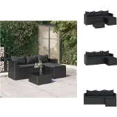 vidaXL Garten-Lounge-Set Schwarz Poly Rattan - Gartenmöbel-Sets