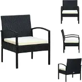 vidaXL Gartenstuhl mit Kissen Poly Rattan Schwarz - Gartenstühle