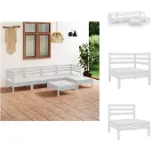 vidaXL 6-tlg. Garten-Lounge-Set Massivholz Kiefer Weiß - Gartenmöbel-Sets