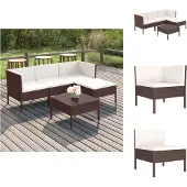 vidaXL 5-tlg. Garten-Lounge-Set mit Auflagen Poly Rattan Braun - Gartenmöbel-Sets