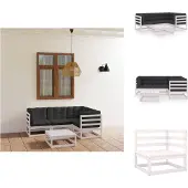 vidaXL 5-tlg. Garten-Lounge-Set mit Kissen Kiefer Massivholz - Gartenmöbel-Sets